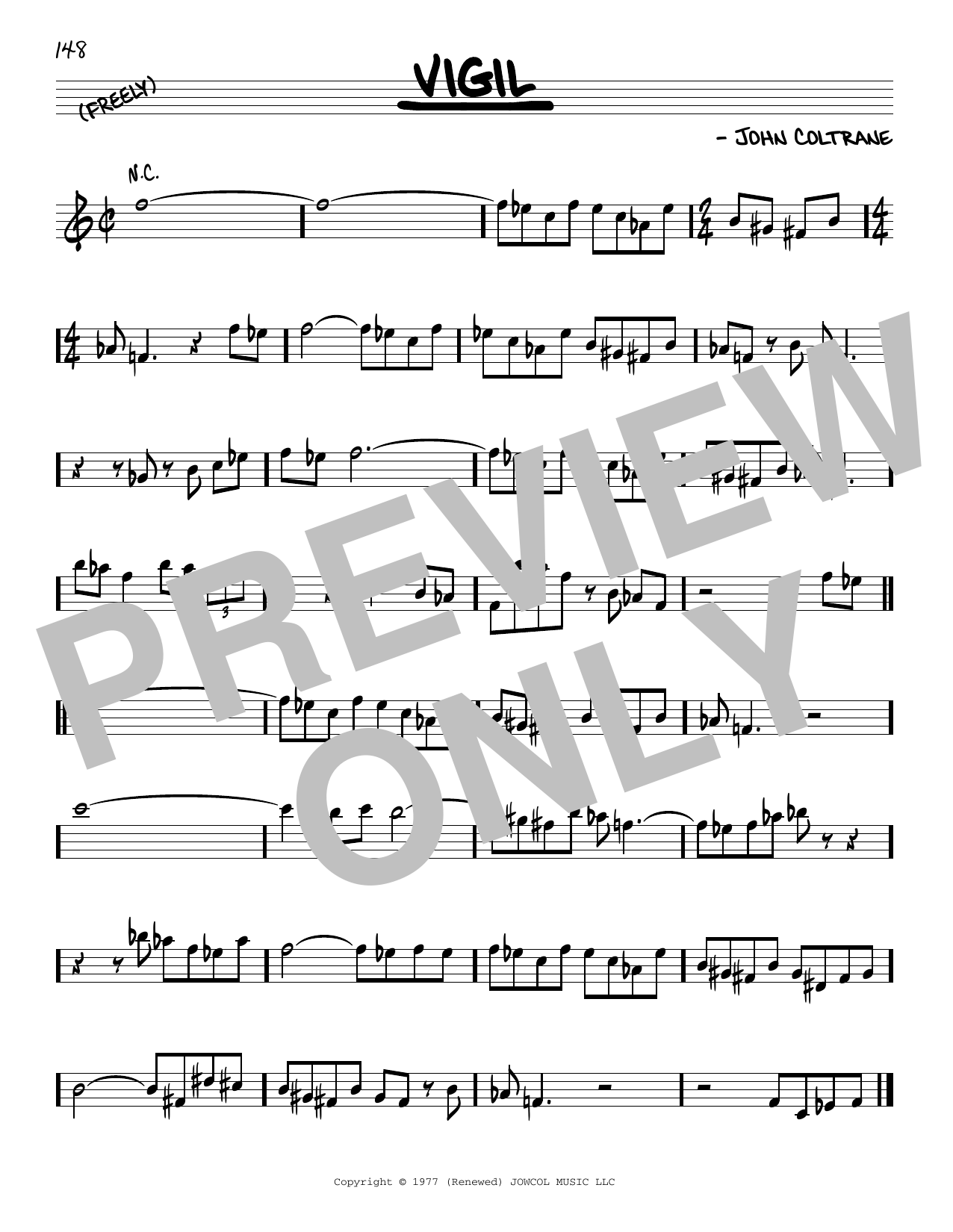 John Coltrane Vigil sheet music notes and chords arranged for Real Book – Melody & Chords