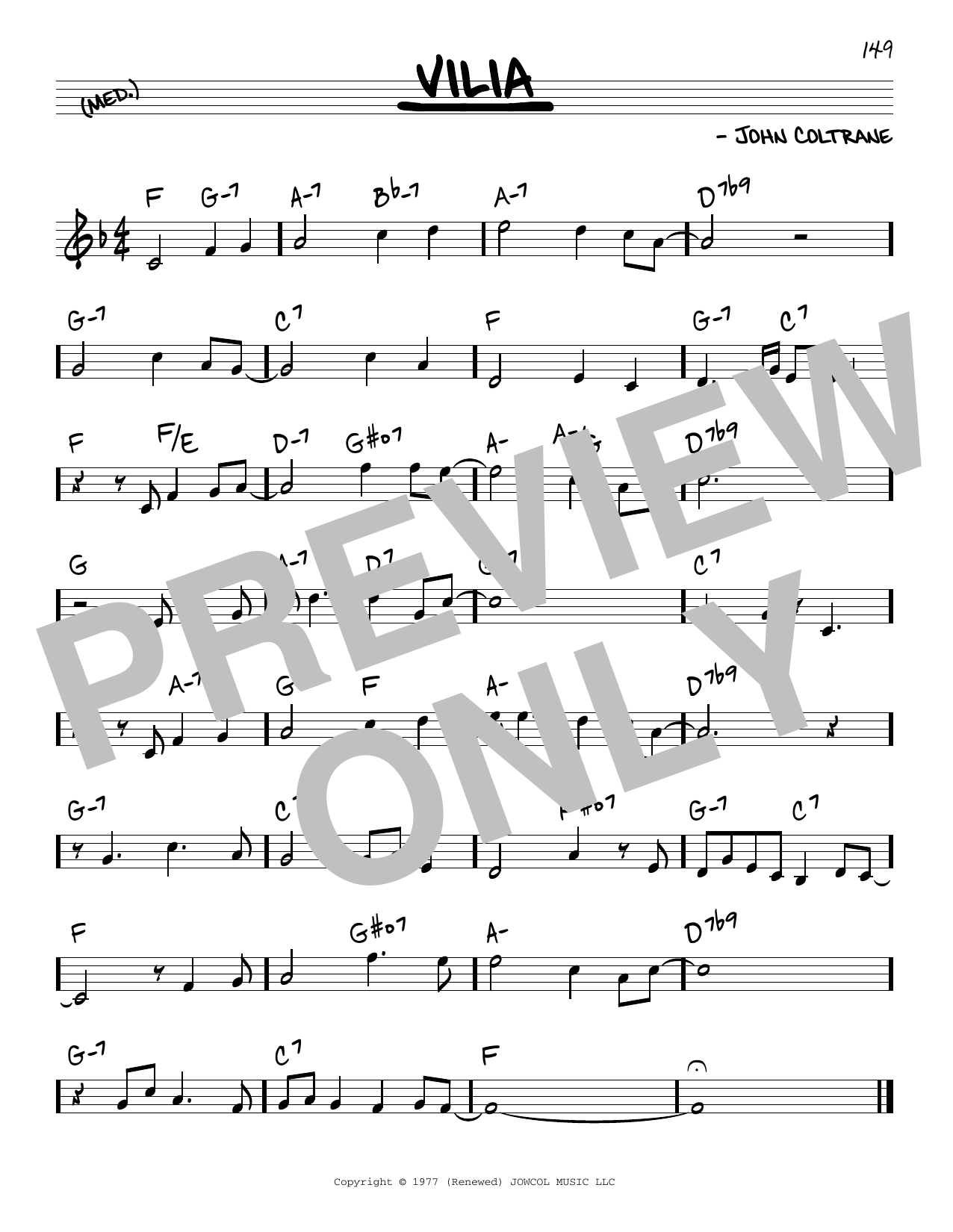 John Coltrane Vilia sheet music notes and chords arranged for Real Book – Melody & Chords
