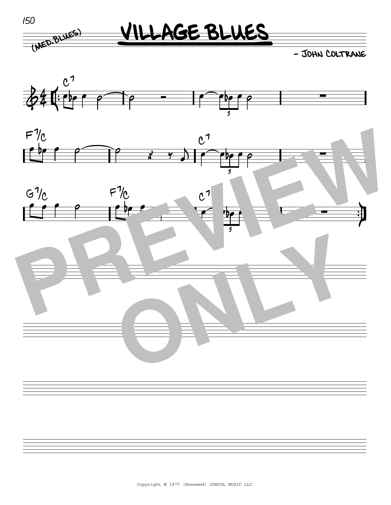 John Coltrane Village Blues sheet music notes and chords arranged for Real Book – Melody & Chords