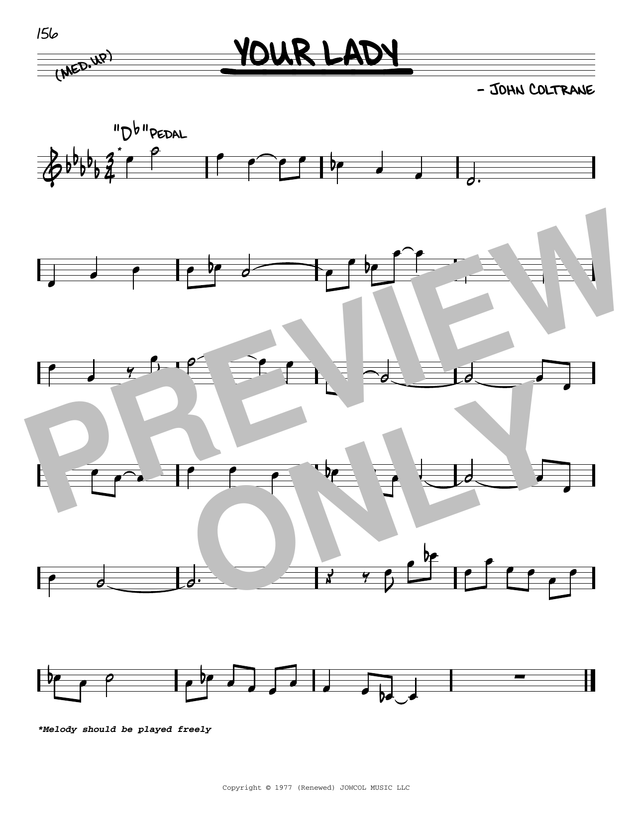 John Coltrane Your Lady sheet music notes and chords arranged for Real Book – Melody & Chords
