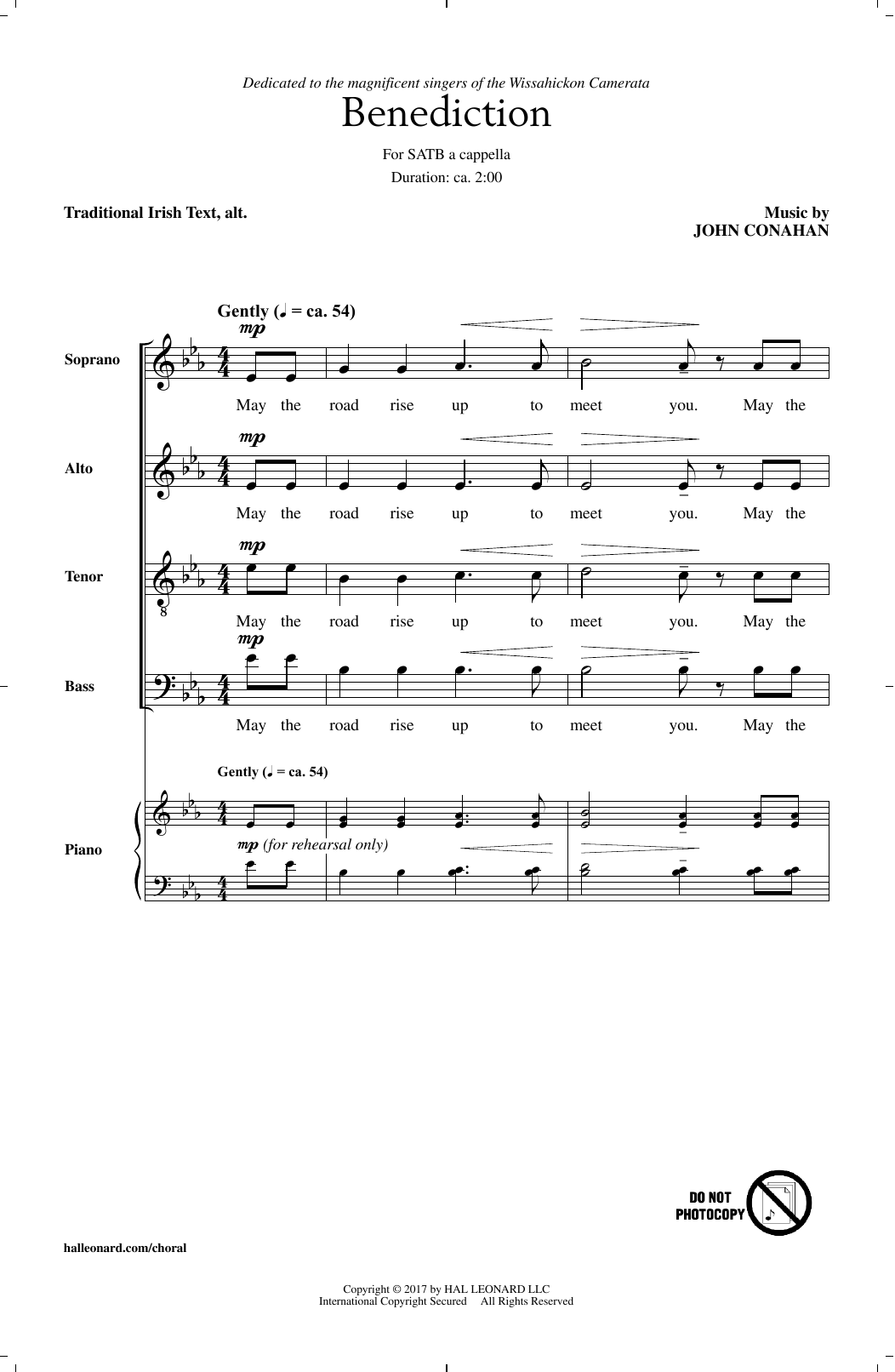 John Conahan Benediction sheet music notes and chords arranged for SATB Choir