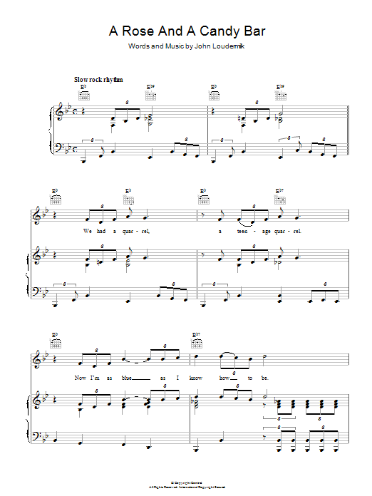 John D. Loudermilk A Rose And A Candy Bar sheet music notes and chords arranged for Piano, Vocal & Guitar Chords