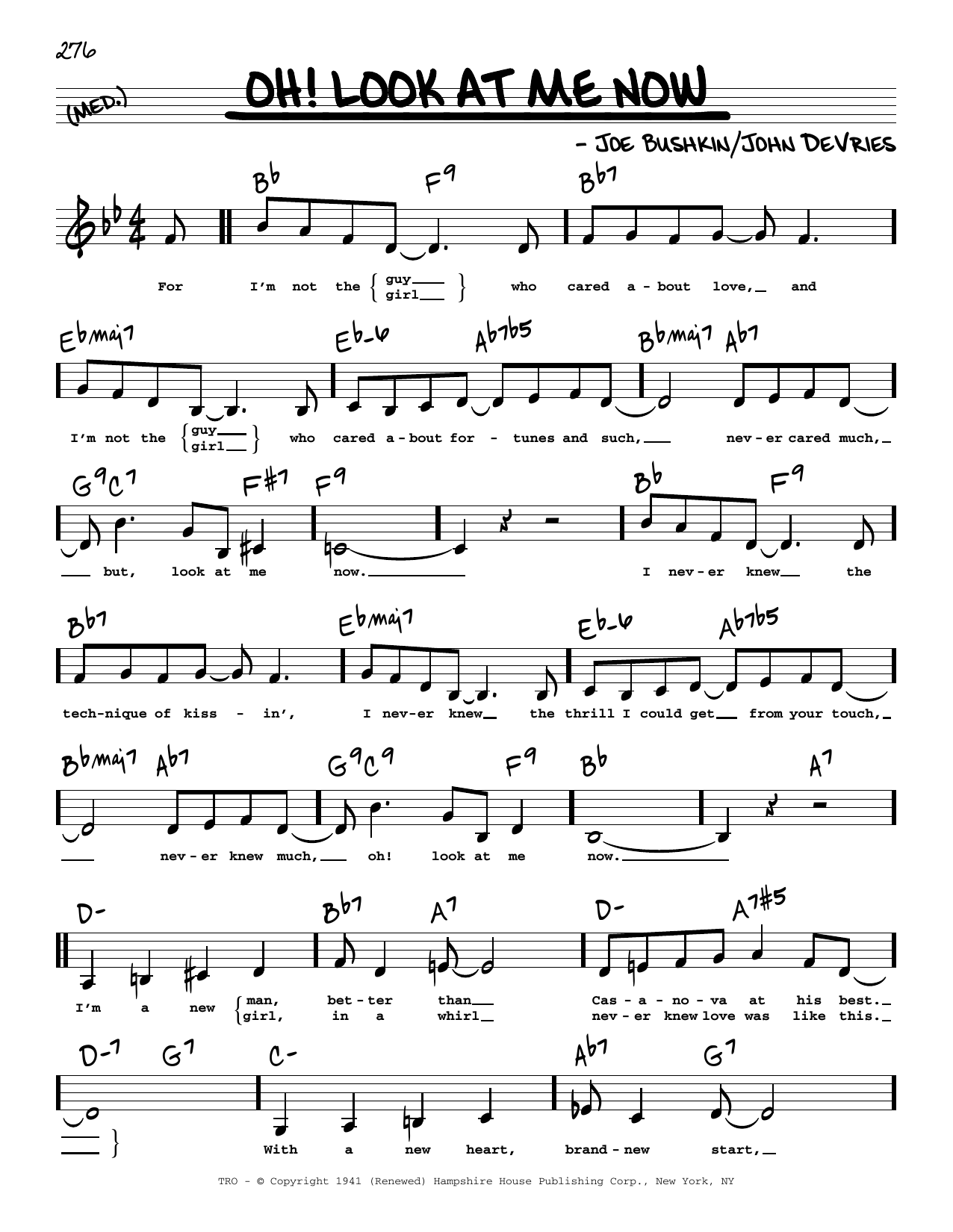 John De Vries Oh! Look At Me Now (Low Voice) sheet music notes and chords arranged for Real Book – Melody, Lyrics & Chords