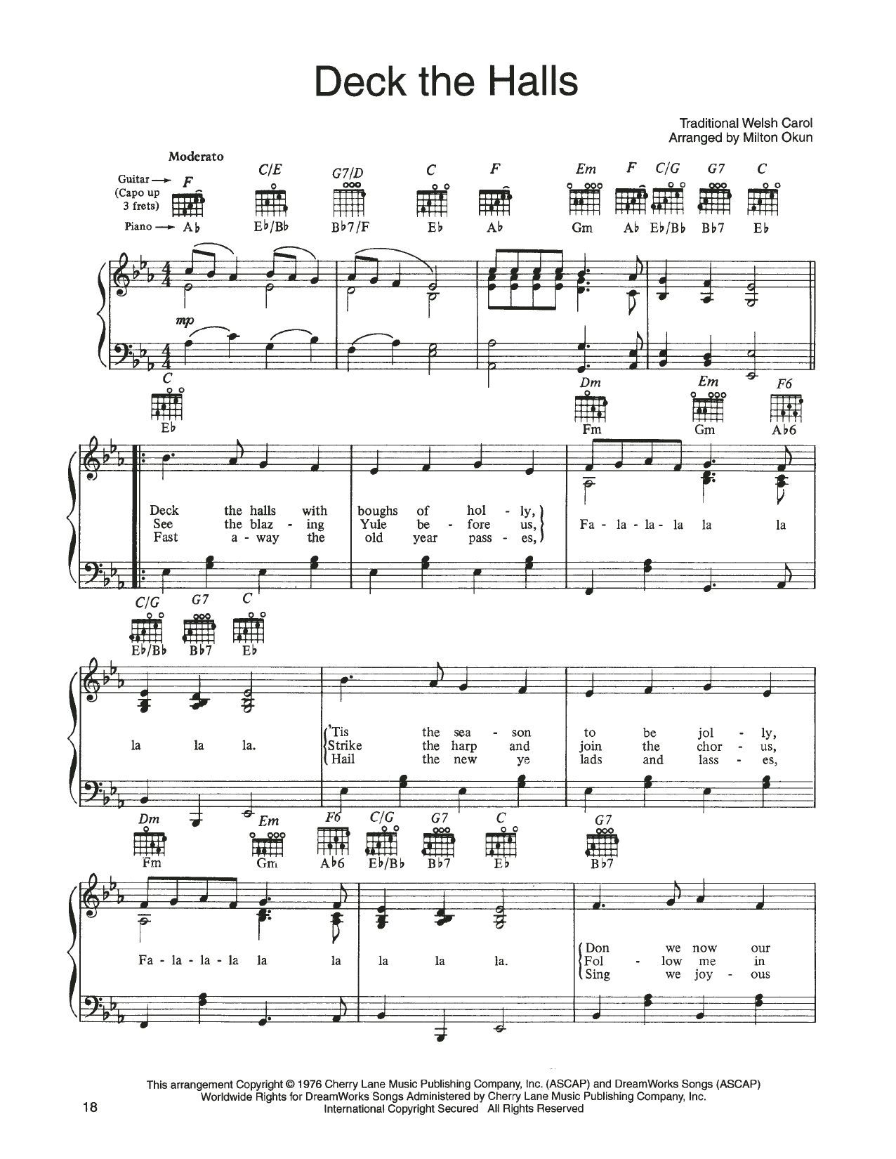 John Denver and The Muppets Deck The Halls (from A Christmas Together) sheet music notes and chords arranged for Piano, Vocal & Guitar Chords (Right-Hand Melody)