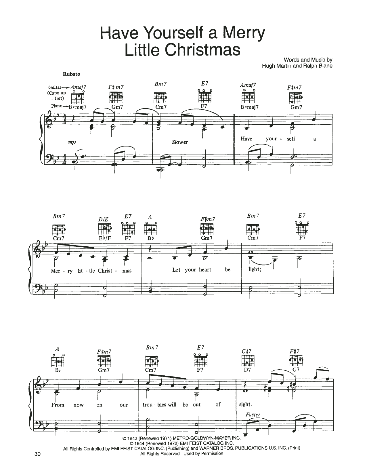 John Denver and The Muppets Have Yourself A Merry Little Christmas (from A Christmas Together) sheet music notes and chords arranged for Piano, Vocal & Guitar Chords (Right-Hand Melody)