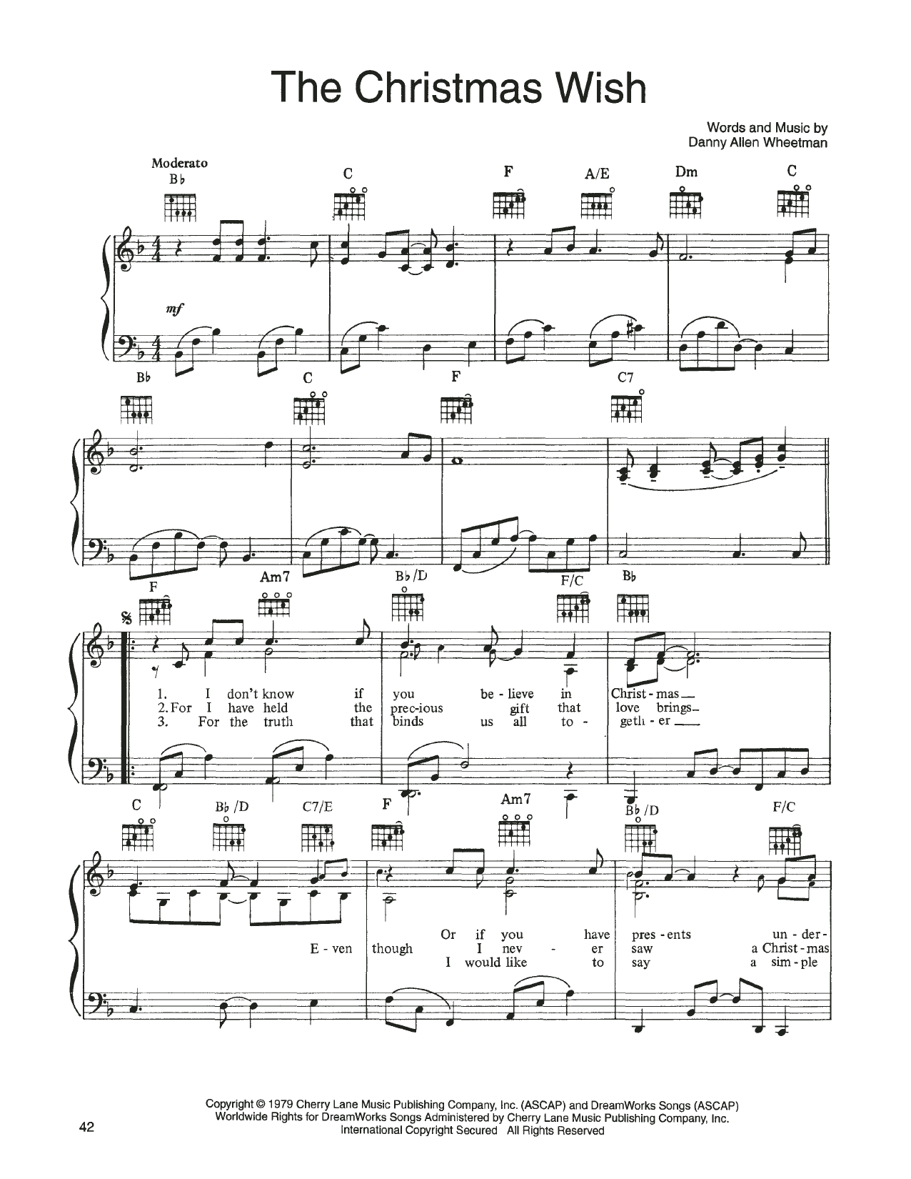 John Denver and The Muppets The Christmas Wish (from A Christmas Together) sheet music notes and chords arranged for Piano, Vocal & Guitar Chords (Right-Hand Melody)