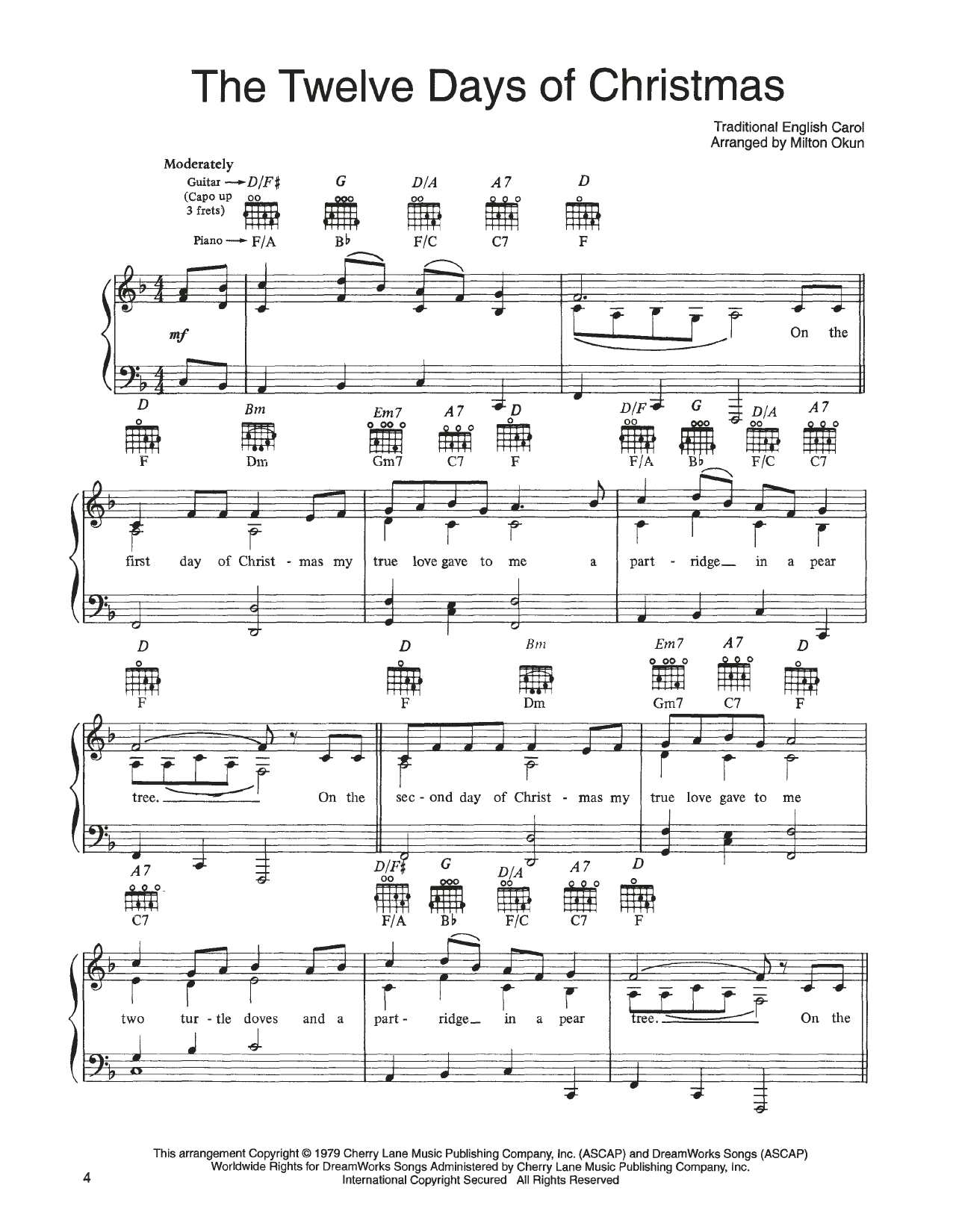 John Denver and The Muppets The Twelve Days Of Christmas (from A Christmas Together) sheet music notes and chords arranged for Piano, Vocal & Guitar Chords (Right-Hand Melody)