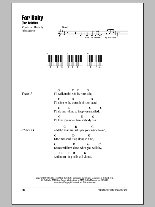 John Denver For Baby (For Bobbie) sheet music notes and chords arranged for Ukulele Chords/Lyrics