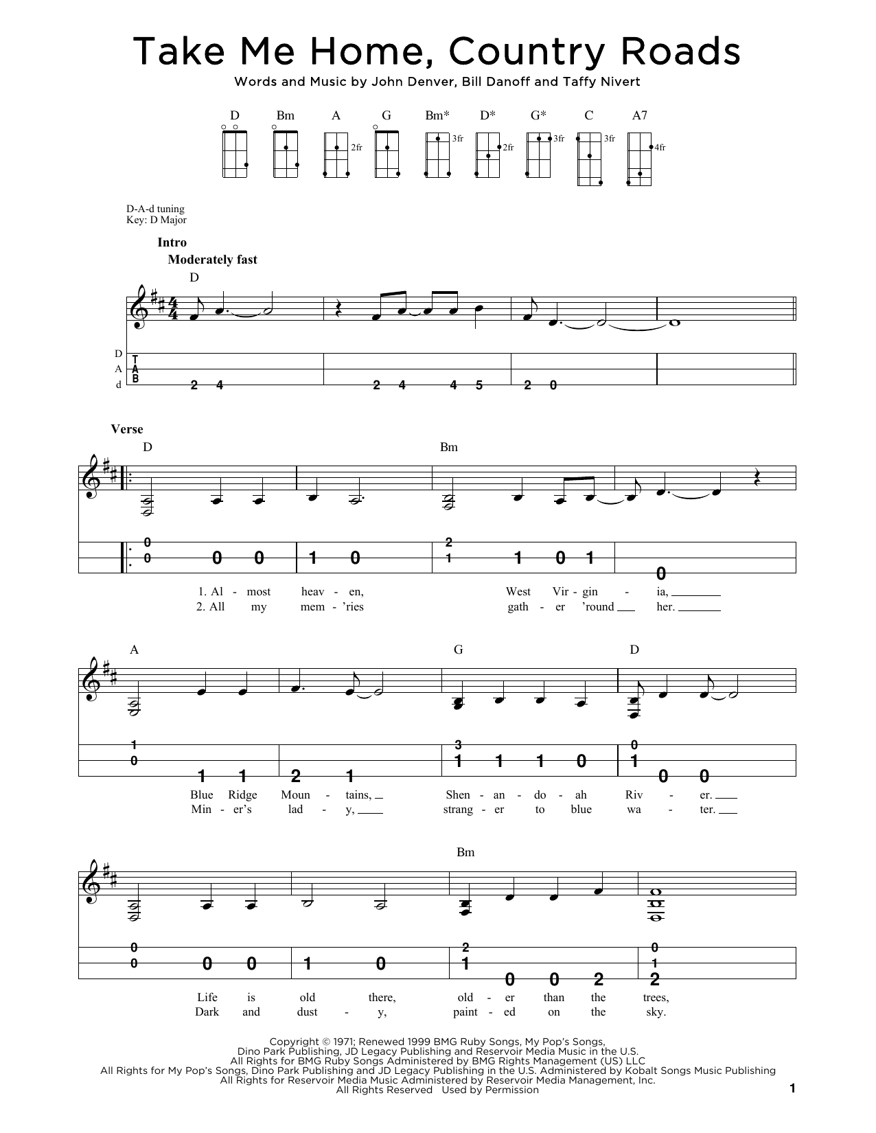 John Denver Take Me Home, Country Roads (arr. Steven B. Eulberg) sheet music notes and chords arranged for Dulcimer