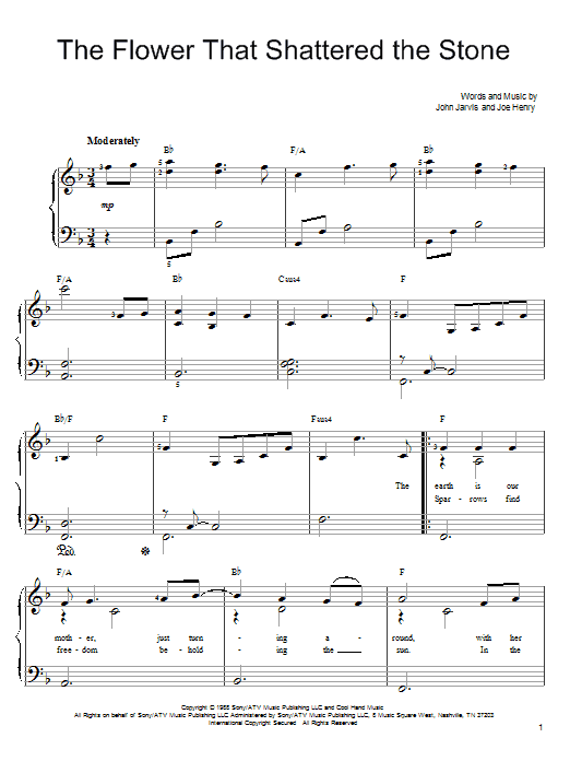 John Denver The Flower That Shattered The Stone sheet music notes and chords arranged for Easy Piano