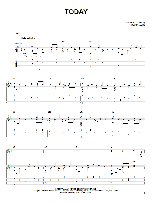 John Denver Today sheet music notes and chords arranged for Guitar Tab