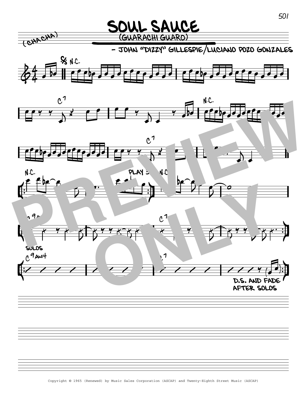 John Dizzy Gillespie Soul Sauce (Guarachi Guaro) sheet music notes and chords arranged for Real Book – Melody & Chords