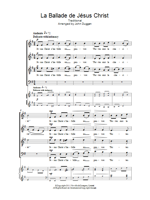 John Duggan La Ballade De Jesus Christ sheet music notes and chords arranged for SATB Choir