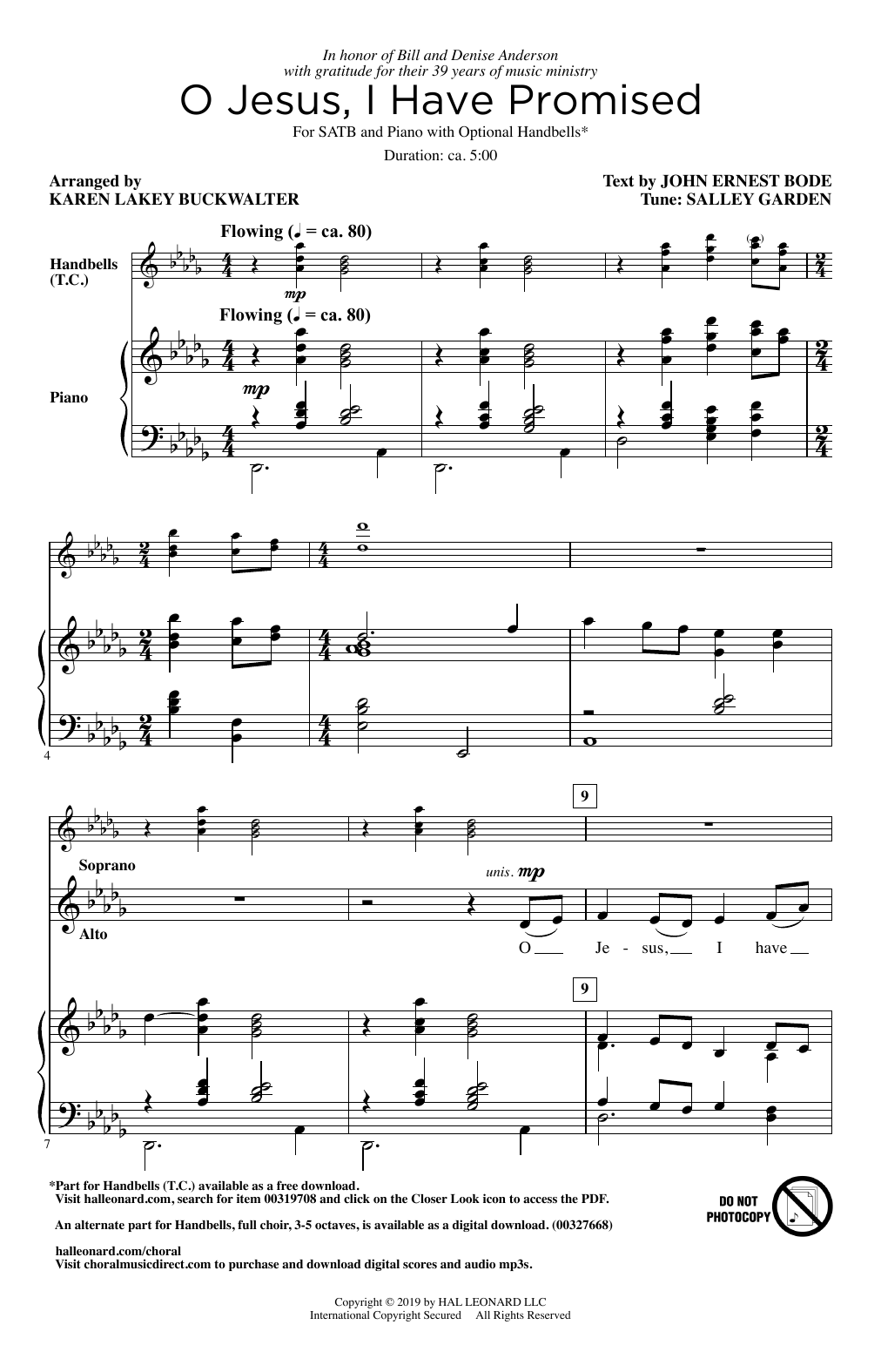 John E. Bode O Jesus, I Have Promised (arr. Karen Lakey Buckwalter) sheet music notes and chords arranged for SATB Choir