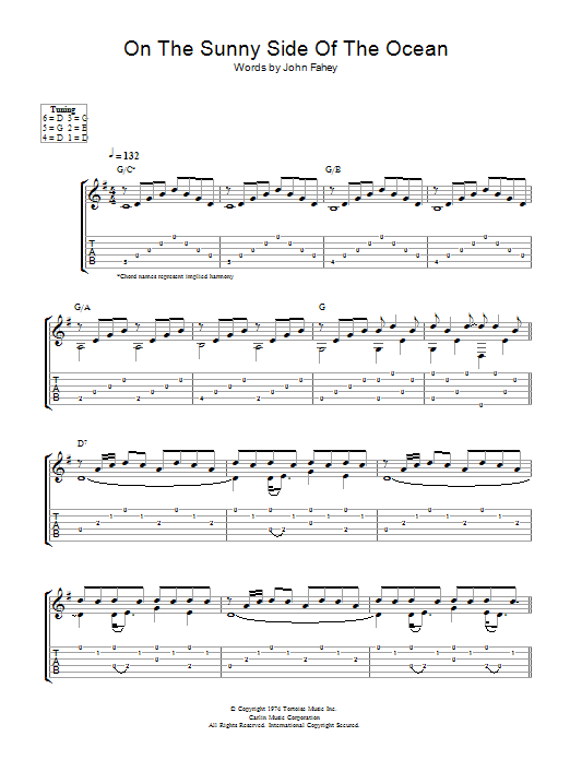 John Fahey On The Sunny Side Of The Ocean sheet music notes and chords arranged for Guitar Tab
