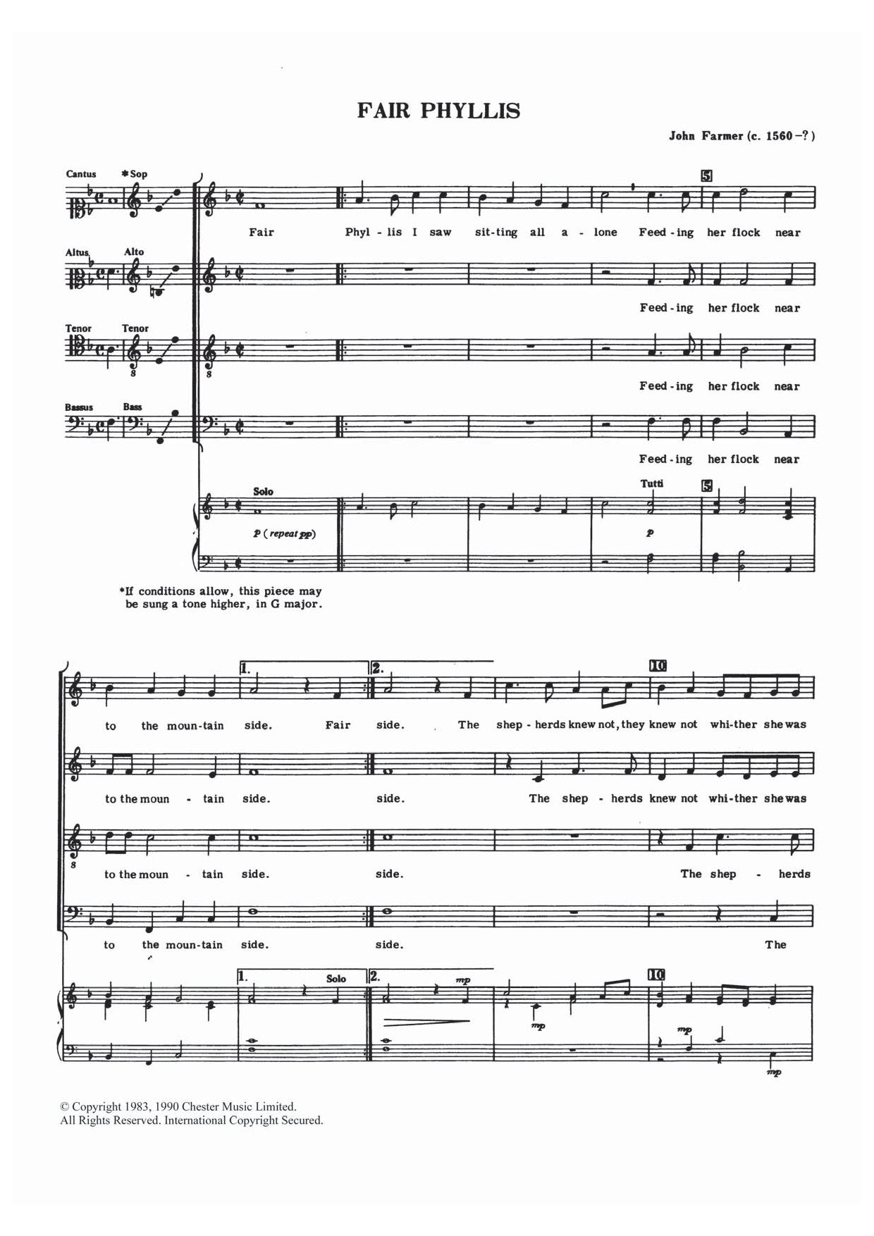 John Farmer Fair Phyllis sheet music notes and chords arranged for Choir