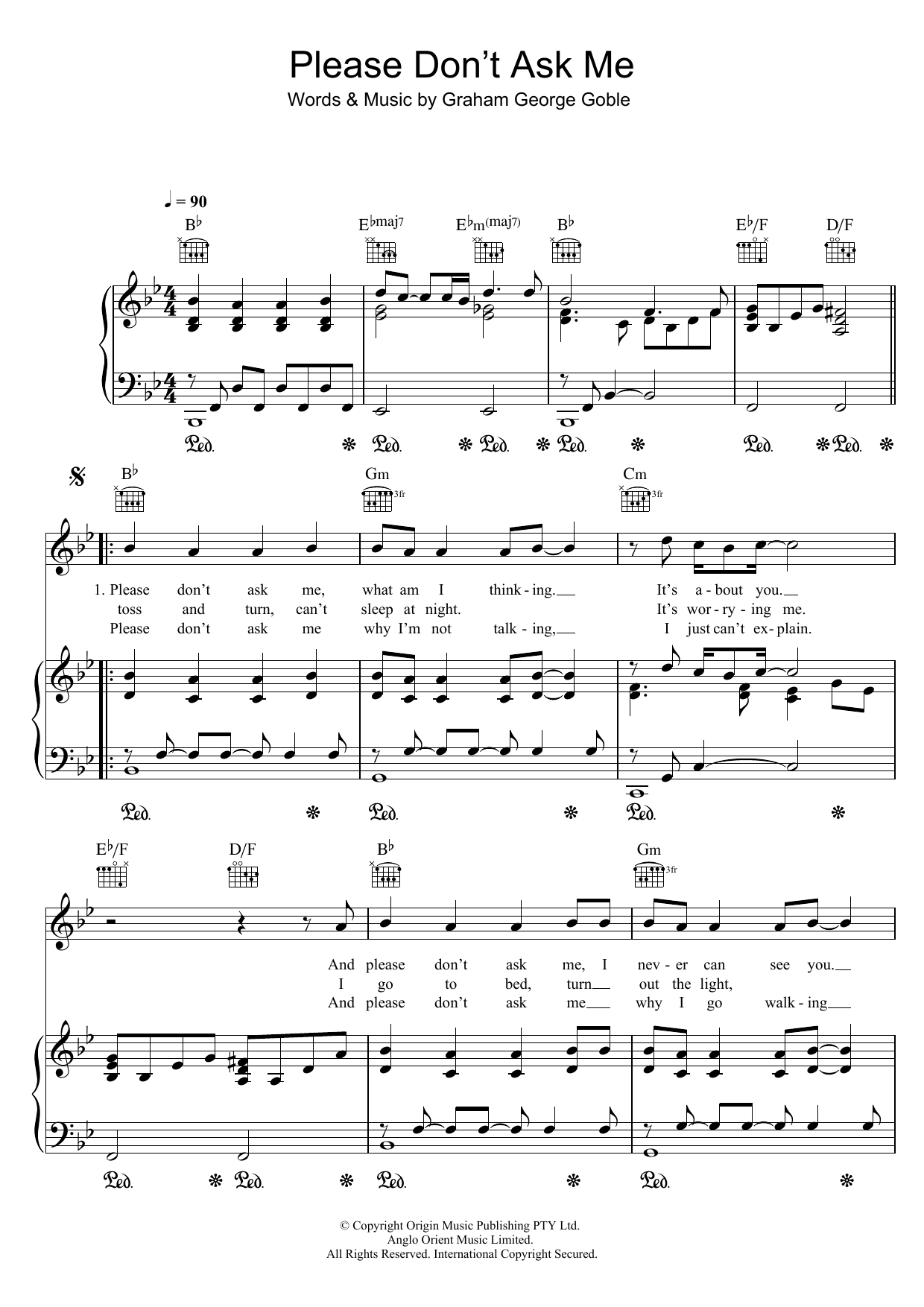 John Farnham Please Don't Ask Me sheet music notes and chords arranged for Piano, Vocal & Guitar Chords
