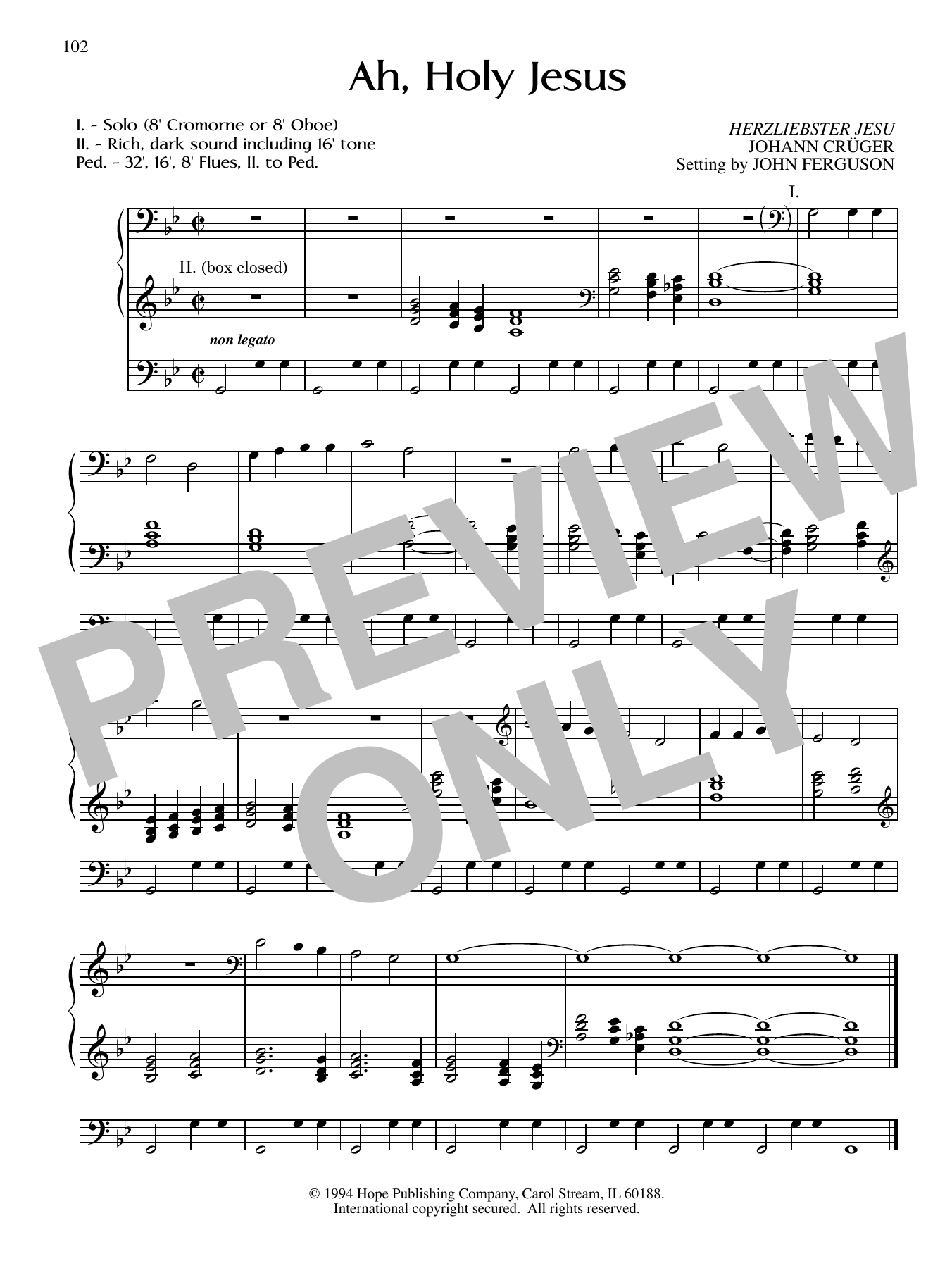 JOHN FERGUSON Ah, Holy Jesus sheet music notes and chords arranged for Organ