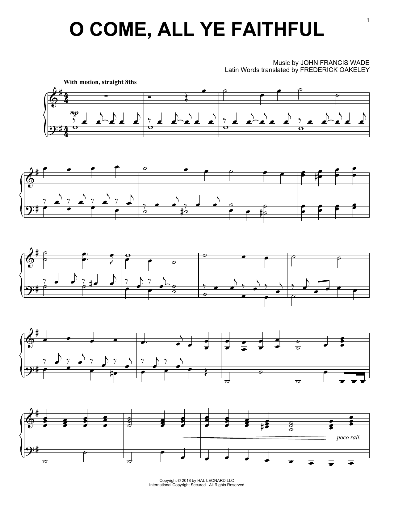 John Francis Wade O Come, All Ye Faithful [Jazz version] sheet music notes and chords arranged for Piano Solo