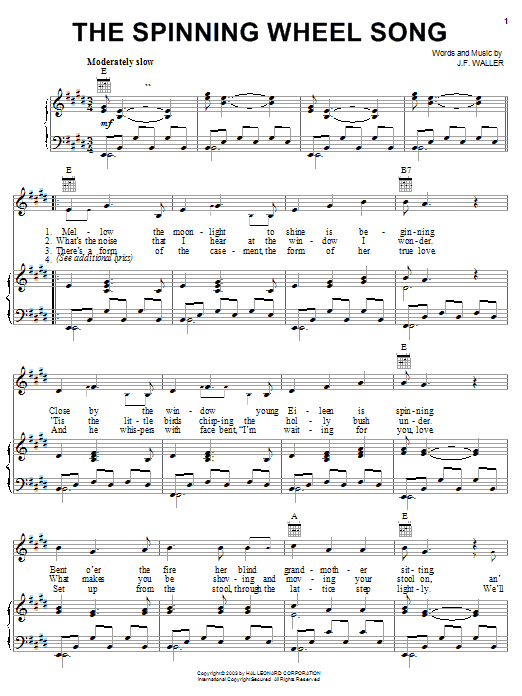 John Francis Waller The Spinning Wheel Song sheet music notes and chords arranged for Easy Piano