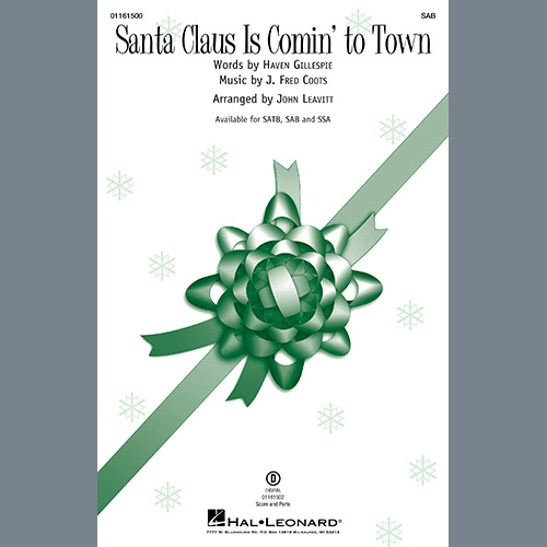 Easily Download J. Fred Coots Printable PDF piano music notes, guitar tabs for  SAB Choir. Transpose or transcribe this score in no time - Learn how to play song progression.