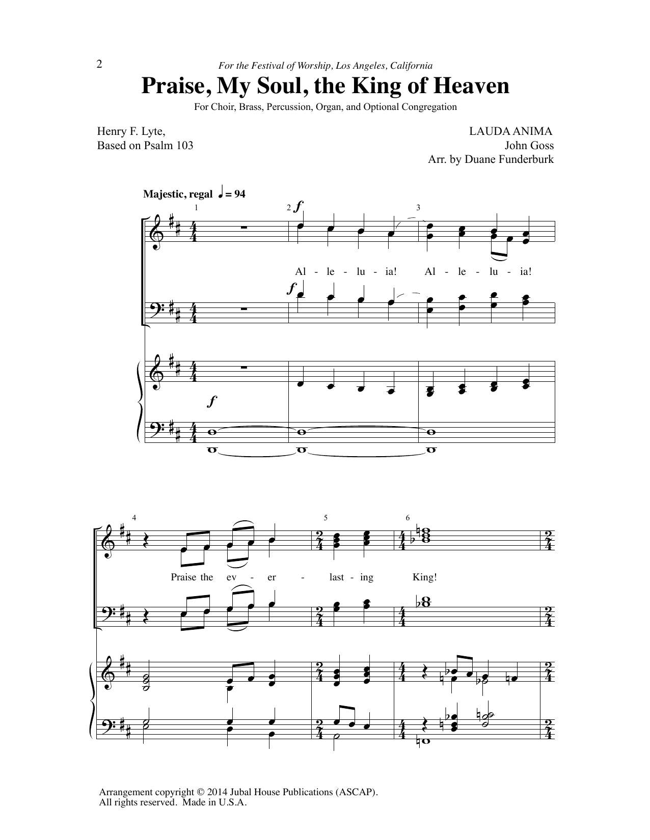 John Goss Praise, My Soul, The King Of Heaven (arr. Duane Funderburk) sheet music notes and chords arranged for SATB Choir