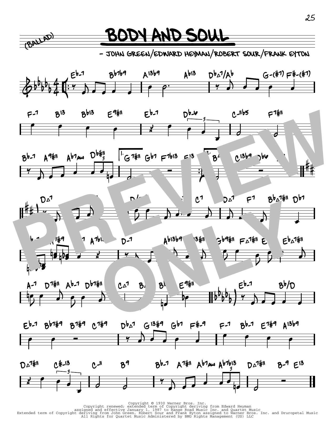 John Green Body And Soul (arr. David Hazeltine) sheet music notes and chords arranged for Real Book – Enhanced Chords