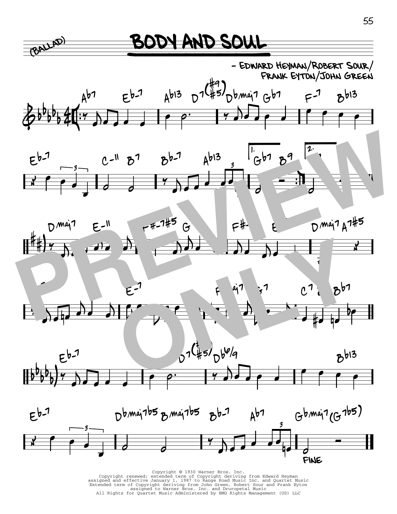 John Green Body And Soul [Reharmonized version] (arr. Jack Grassel) sheet music notes and chords arranged for Real Book – Melody & Chords