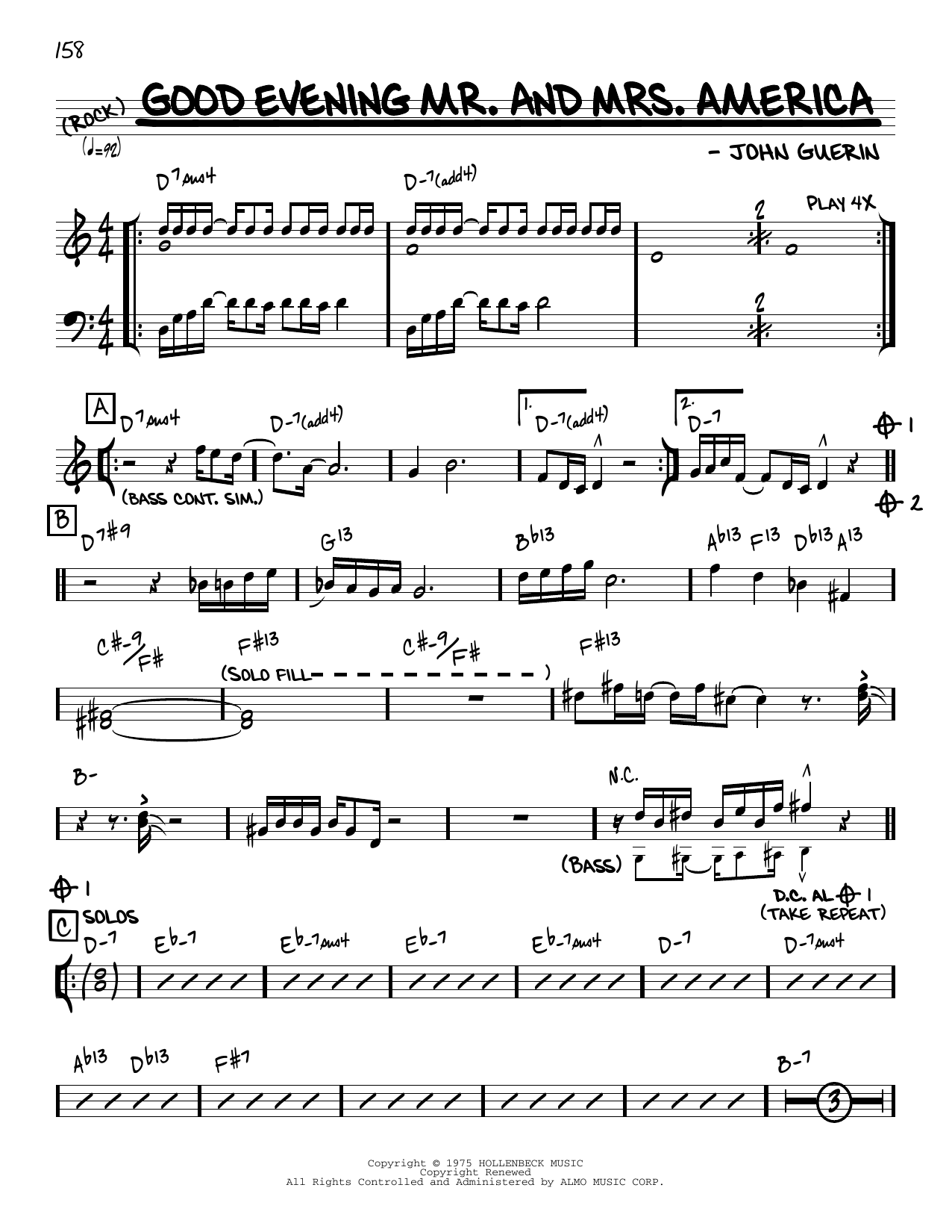 John Guerin Good Evening Mr. And Mrs. America [Reharmonized version] (arr. Jack Grassel) sheet music notes and chords arranged for Real Book – Melody & Chords
