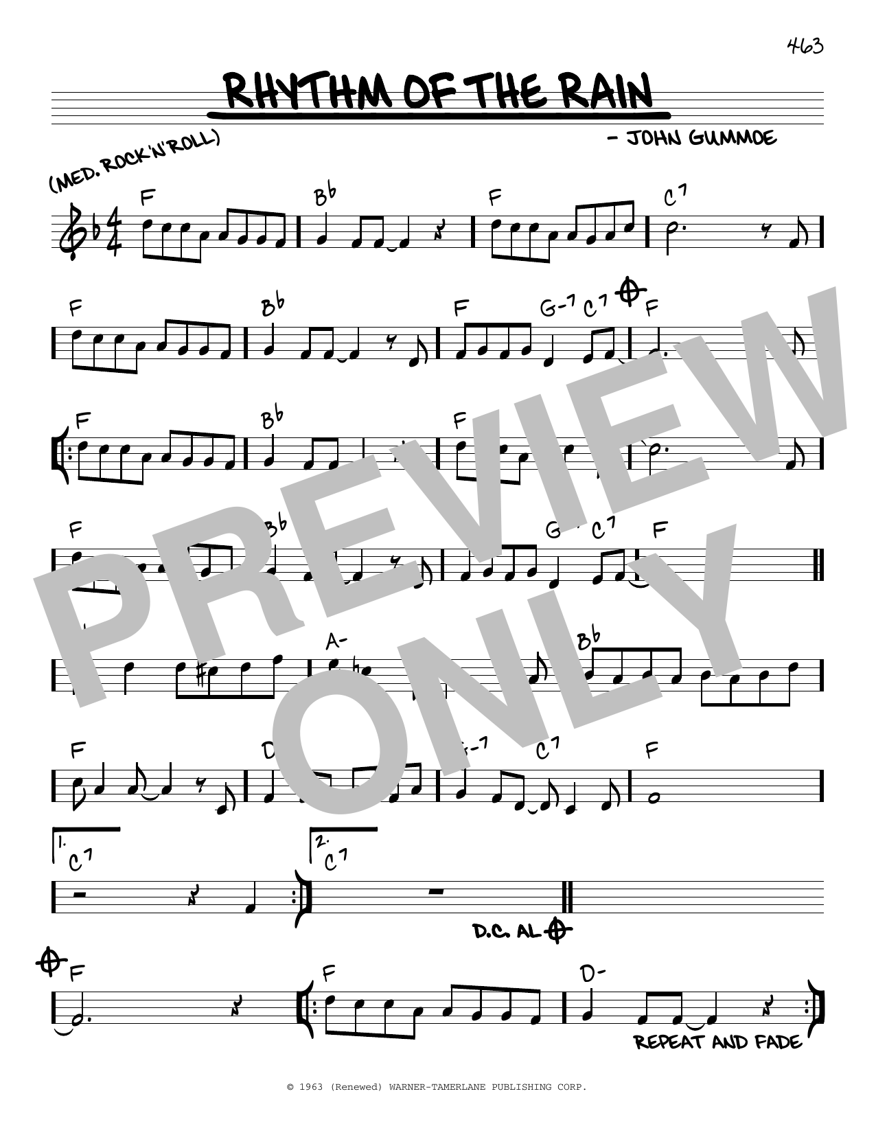John Gummoe Rhythm Of The Rain sheet music notes and chords arranged for Real Book – Melody & Chords