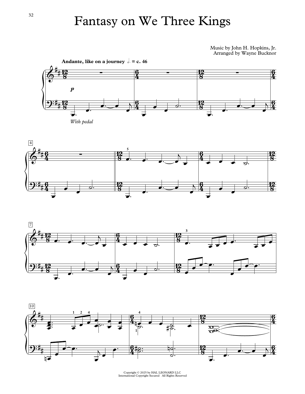 John H. Hopkins, Jr. Fantasy On We Three Kings (arr. Wayne Bucknor) sheet music notes and chords arranged for Educational Piano