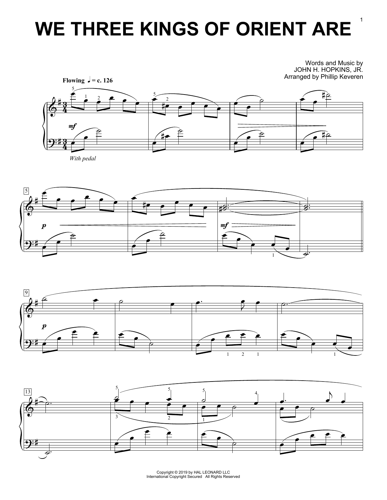 John H. Hopkins, Jr. We Three Kings Of Orient Are [Classical version] (arr. Phillip Keveren) sheet music notes and chords arranged for Piano Solo
