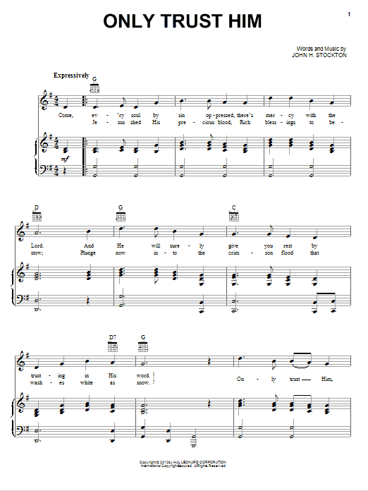 John H. Stockton Only Trust Him sheet music notes and chords arranged for ChordBuddy