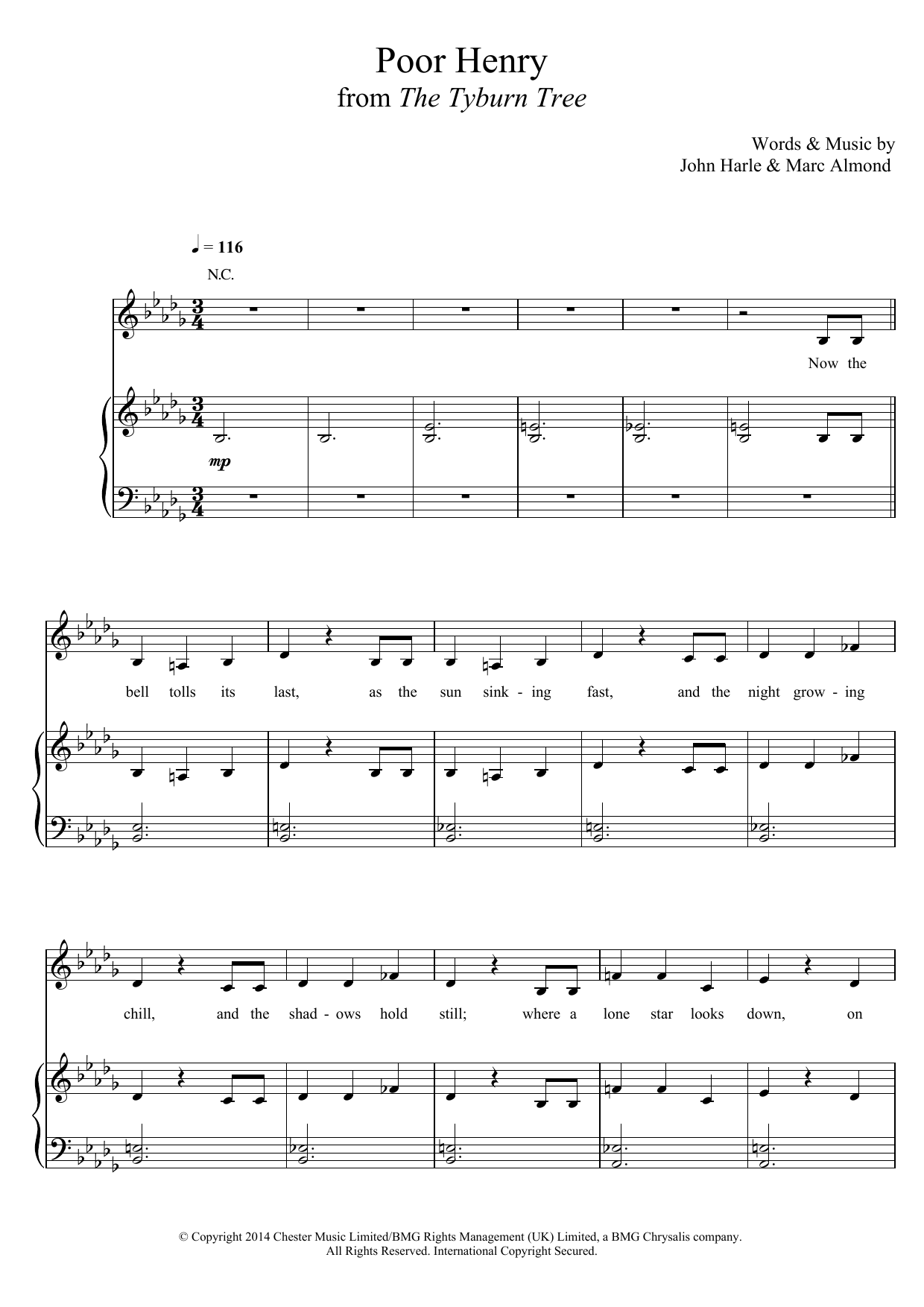 John Harle & Marc Almond Poor Henry sheet music notes and chords arranged for Piano, Vocal & Guitar Chords