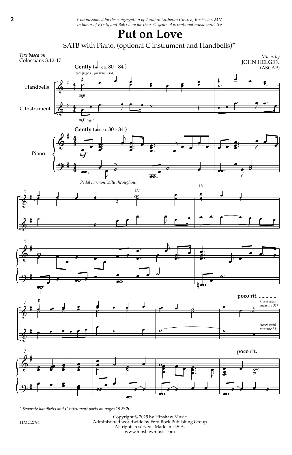 John Helgen Put on Love sheet music notes and chords arranged for SATB Choir