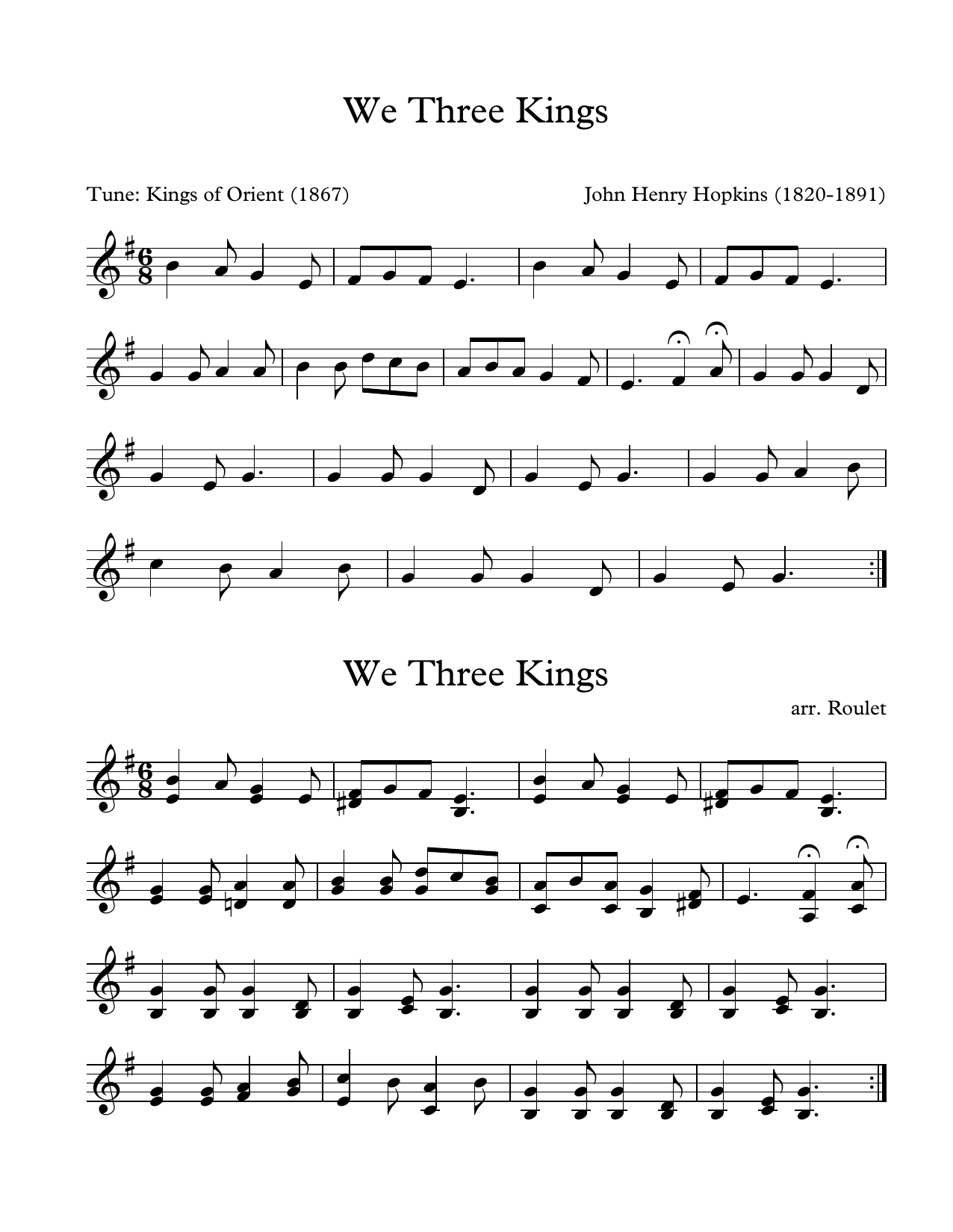 John Henry Hopkins We Three Kings (arr. Patrick Roulet) sheet music notes and chords arranged for Marimba Solo