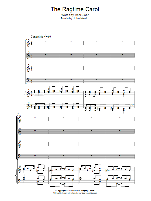 John Hewitt The Ragtime Carol sheet music notes and chords arranged for SATB Choir