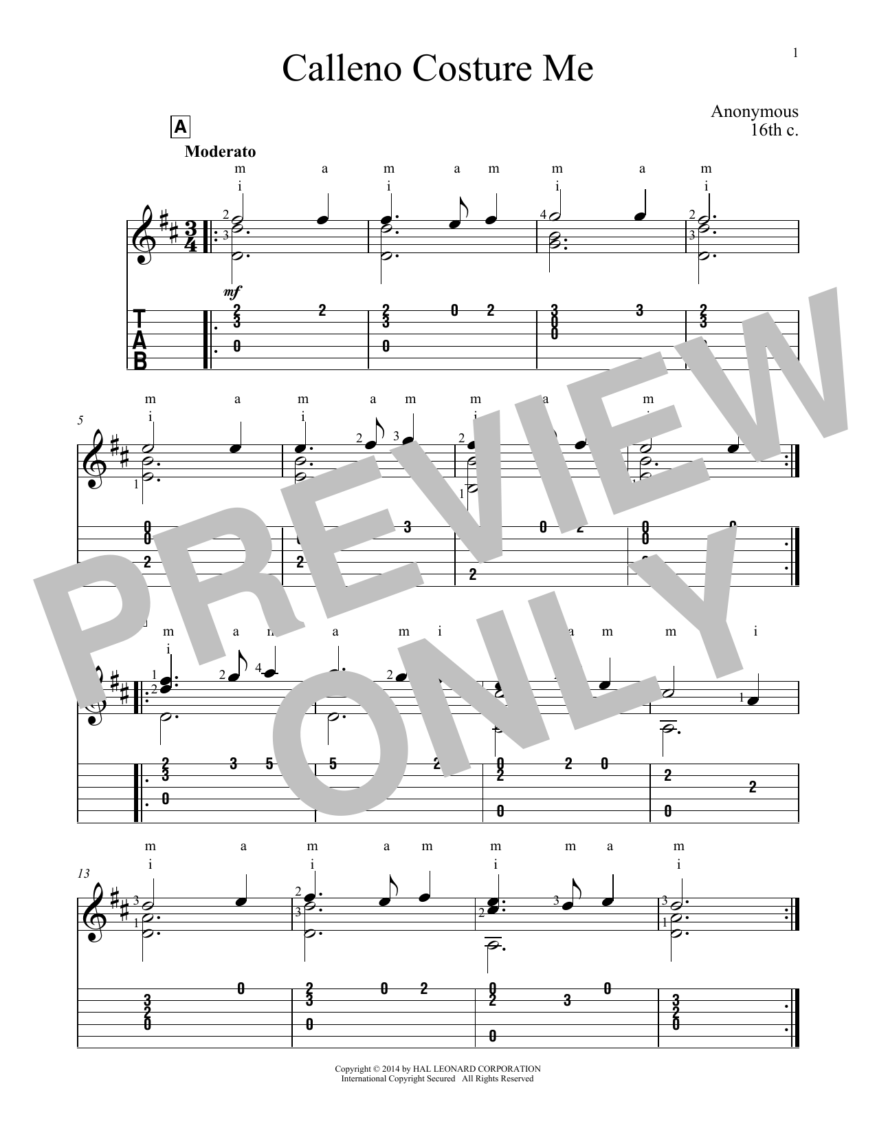 John Hill Calleno Costure Me sheet music notes and chords arranged for Solo Guitar