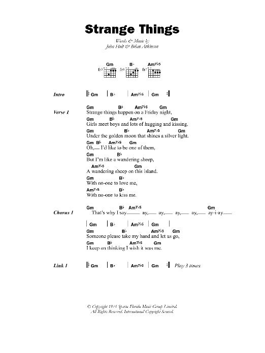 John Holt Strange Things sheet music notes and chords arranged for Guitar Chords/Lyrics