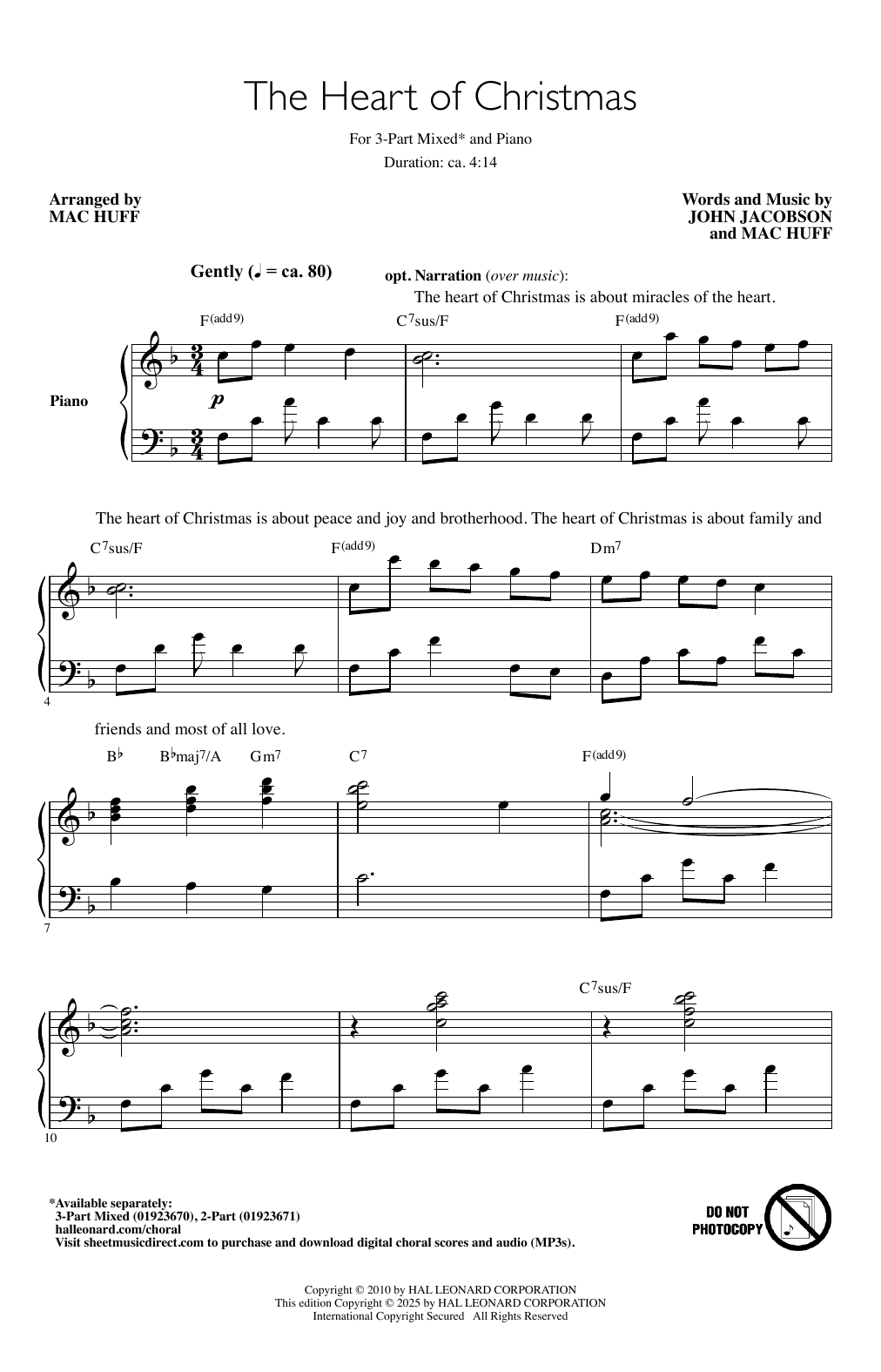 John Jacobson and Mac Huff The Heart Of Christmas sheet music notes and chords arranged for 2-Part Choir