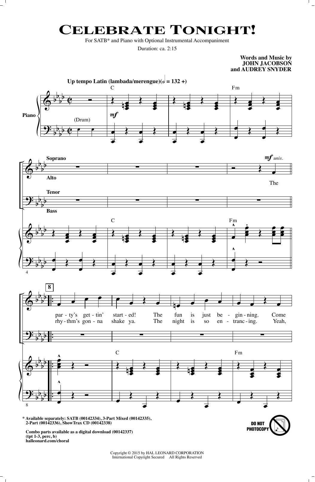John Jacobson Celebrate Tonight! sheet music notes and chords arranged for 3-Part Mixed Choir