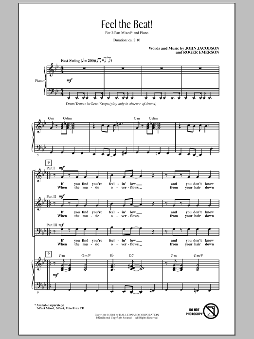 John Jacobson Feel The Beat! sheet music notes and chords arranged for 3-Part Mixed Choir