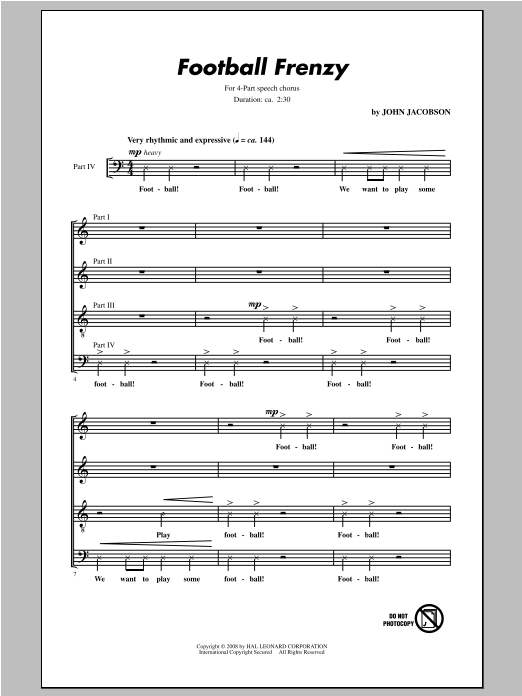 John Jacobson Football Frenzy sheet music notes and chords arranged for 4-Part Choir