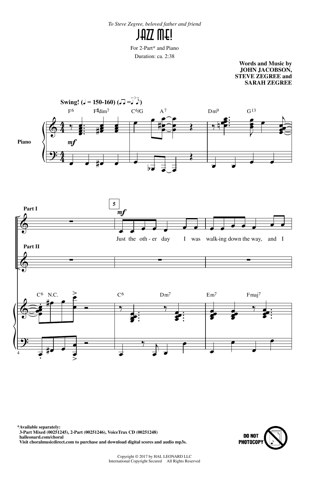 John Jacobson Jazz Me! sheet music notes and chords arranged for 3-Part Mixed Choir