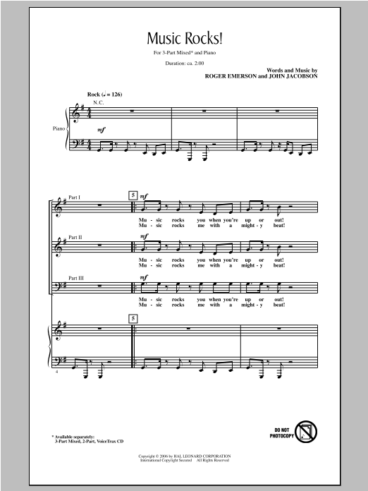 John Jacobson Music Rocks! sheet music notes and chords arranged for 3-Part Mixed Choir