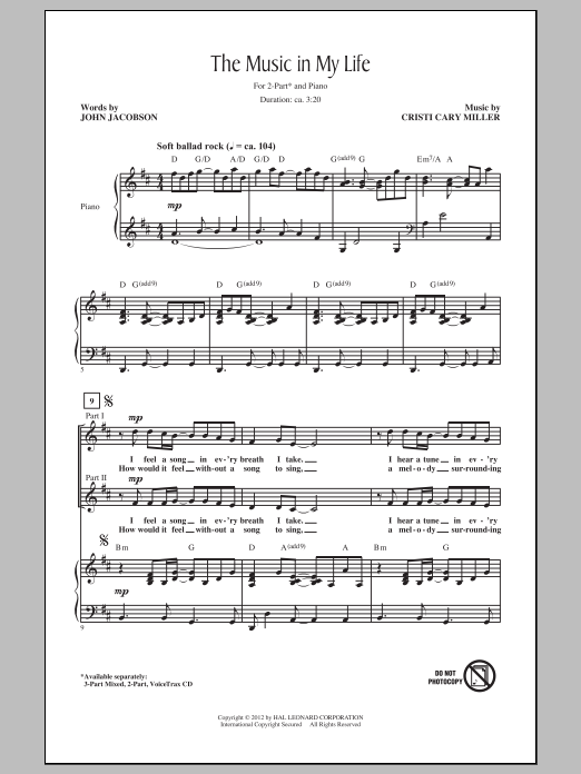 John Jacobson The Music In My Life sheet music notes and chords arranged for 3-Part Mixed Choir