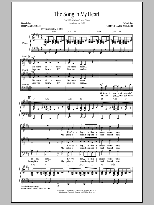 John Jacobson The Song In My Heart sheet music notes and chords arranged for 2-Part Choir