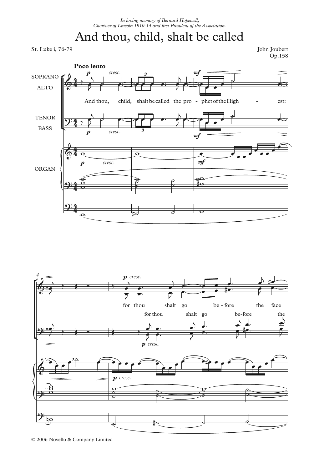 John Joubert And Thou, Child, Shalt Be Called sheet music notes and chords arranged for Choir