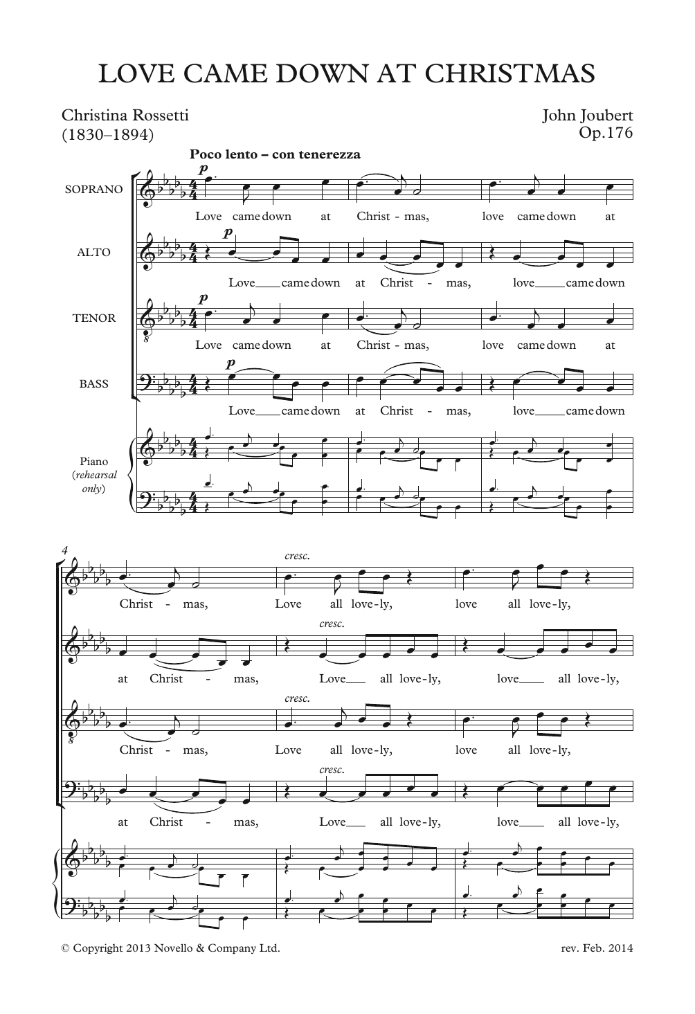 John Joubert Love Came Down At Christmas sheet music notes and chords arranged for Choir