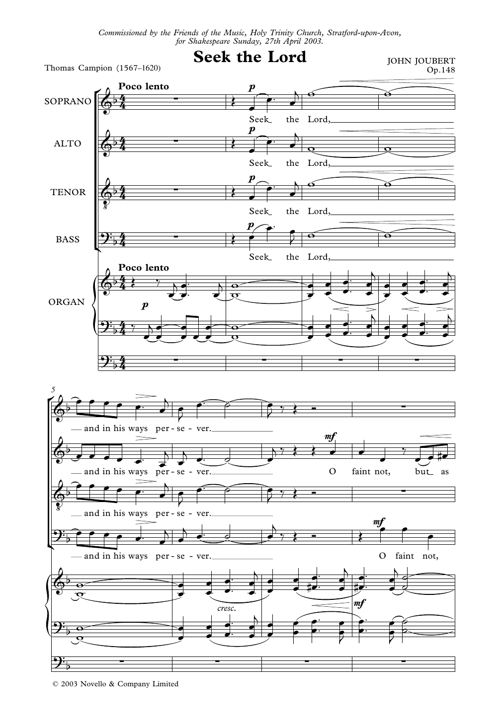 John Joubert Seek The Lord sheet music notes and chords arranged for Choir